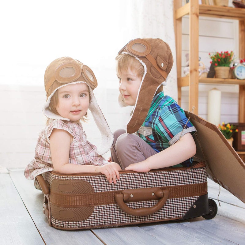 Happy Will Baby Pilot Hat Warm Aviator Cap with Earflaps Unisex Kids Fleece Winter Protect Beanie Hat for Kids Boys(Brown) - Image 4